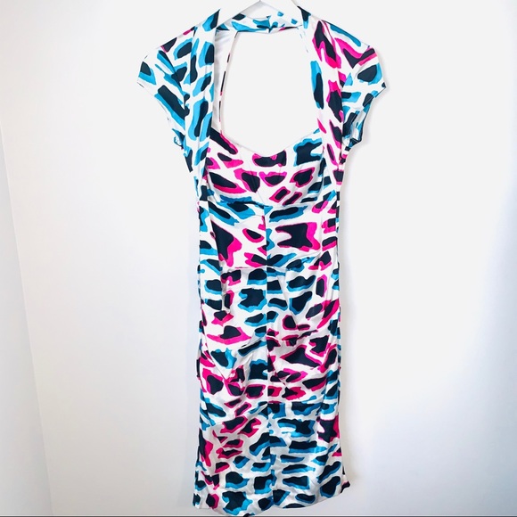 Cache Dresses & Skirts - Cache Pink Blue Leopard Print Racer Back Dress